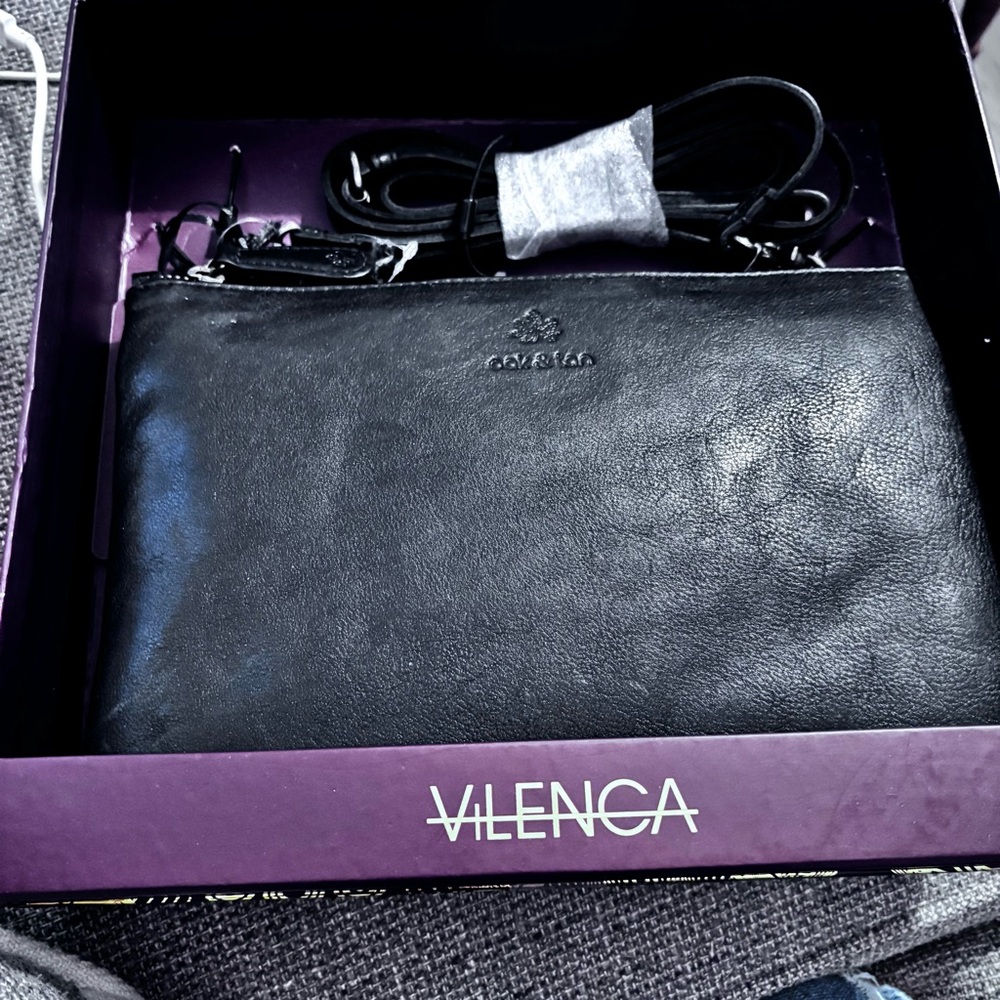 Valenca Black Leather Clutch Oak & Tan